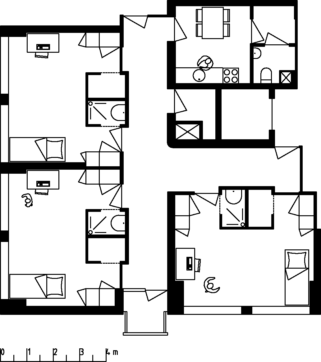 Impressie van wonen in een kamer in een 3-persoons unit De Hoge Wiek van Stadswonen Rotterdam. Iedere bewoner heeft een eigen kamer. Samen deel je sanitair en keuken.